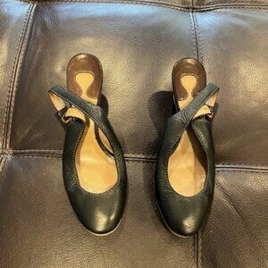 Chloé Leather Slingback Leather Wedge Ankle Pumps In black Italy 38 US 8